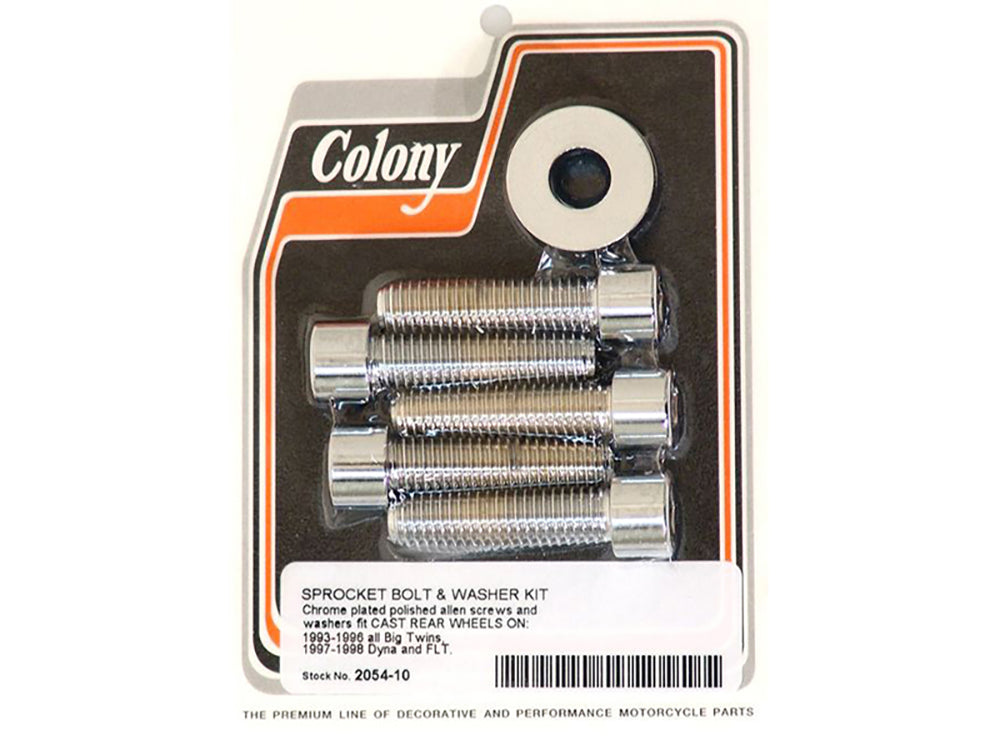 Colony Machine Rear Pulley Sprocket Bolts Chrome 2054-10 for Big Twin & Sportster
