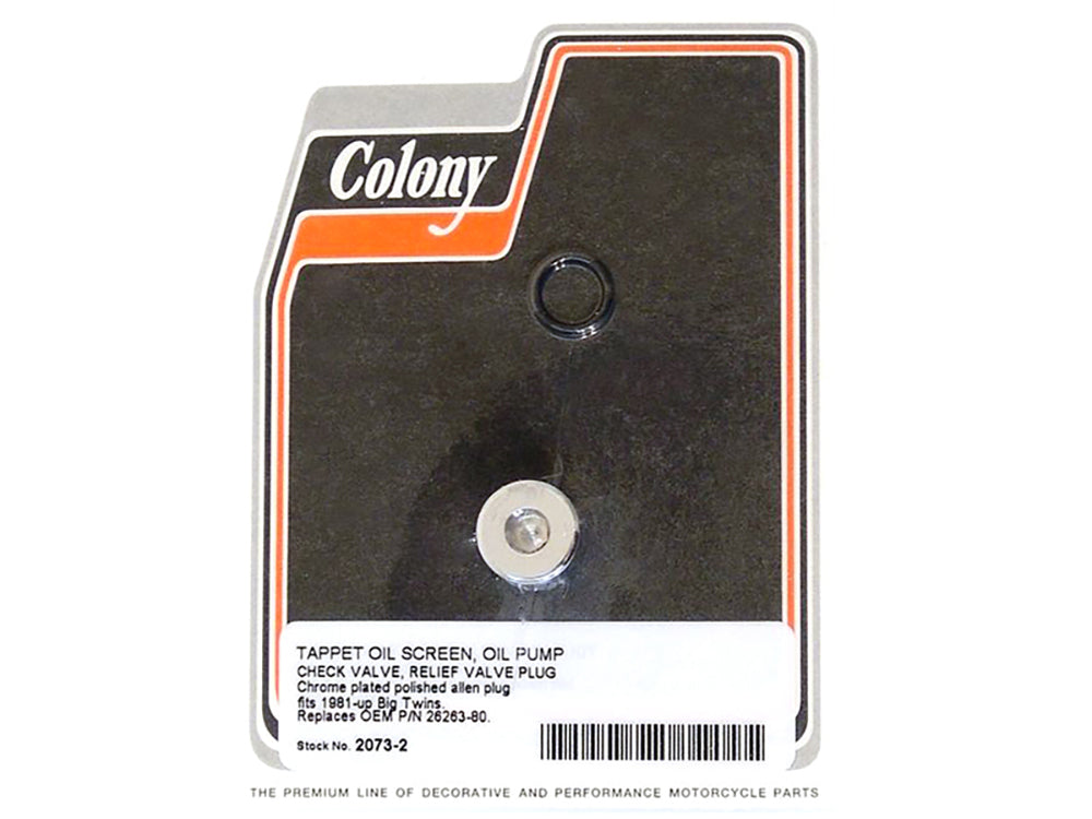 Colony Machine Allen Head Oil Pump Plug Chrome 2073-2 for Big Twin 1981-1999