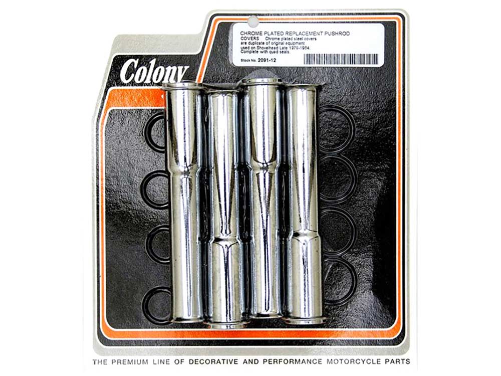 Colony Machine Lower Pushrod Covers Chrome 2091-12 for Shovel Late 1979-1984