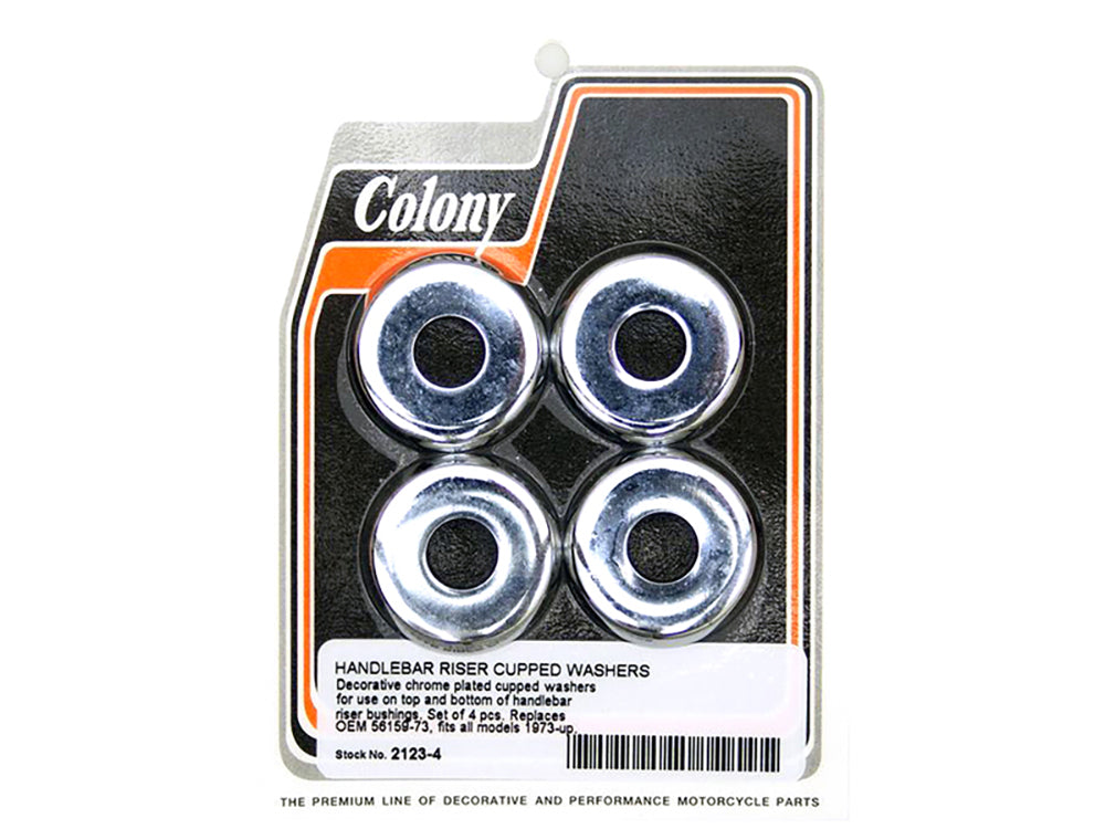 Colony Machine Handlebar Riser Washers Chrome 2123-4 for Big Twin & Sportster