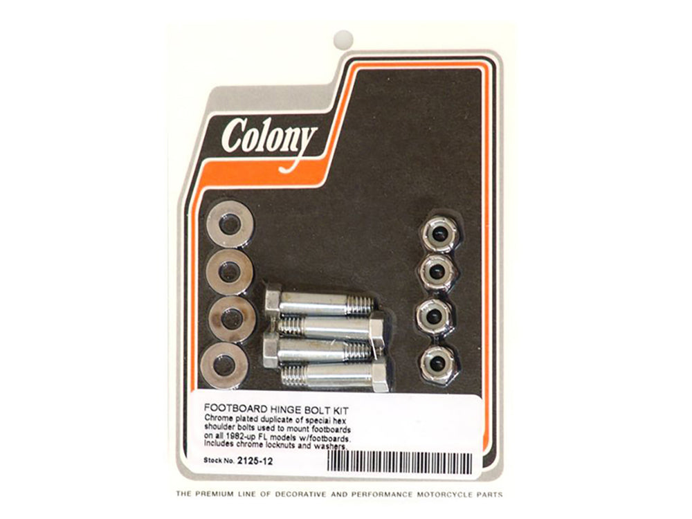 Colony Machine Floorboard Hinge Bolts Chrome 2125-12 for Touring 1982-Up