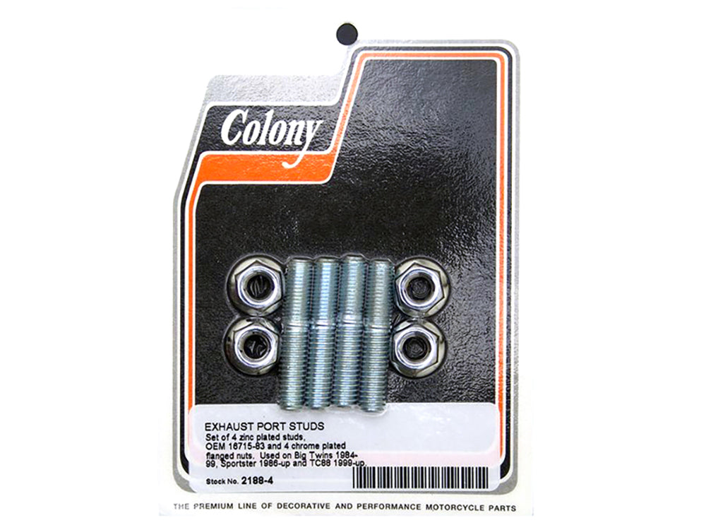 Colony Machine Exhaust Port Studs & Nuts Chrome 2188-4