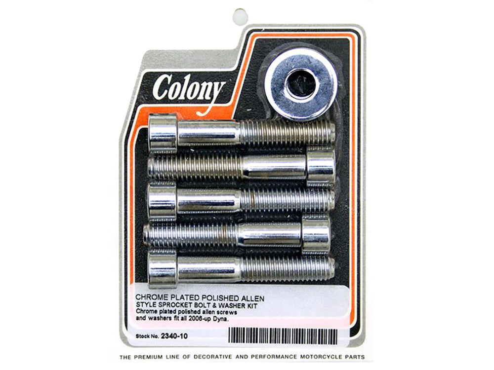 Colony Machine Rear Pulley Sprocket Bolts Chrome 2340-10 for Softail & Dyna