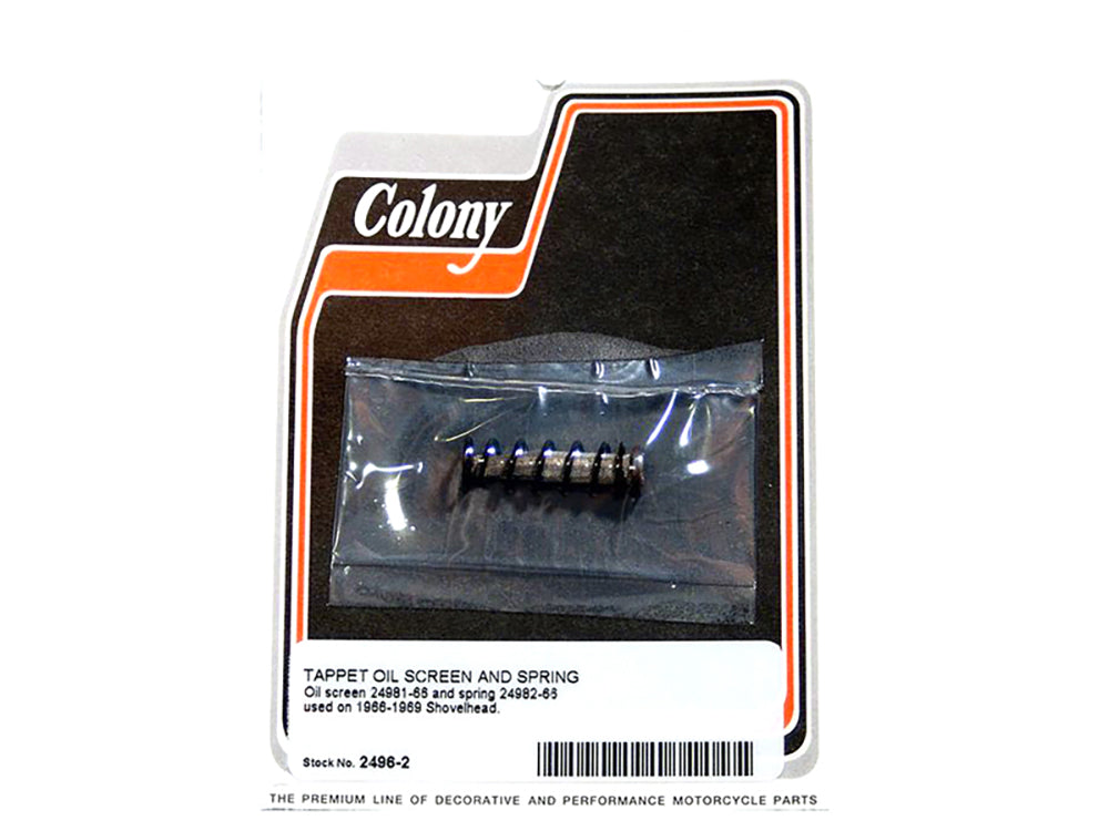 Colony Machine Tappet Oil Screen & Spring 2496-2 for Big Twin 1966-1969