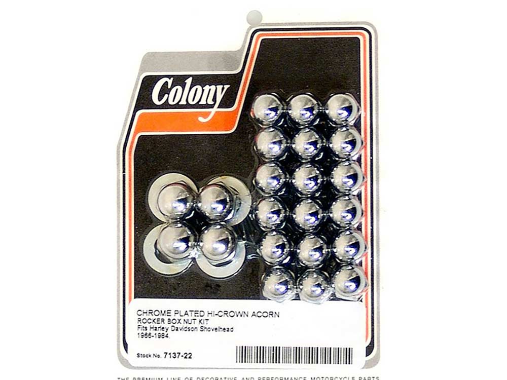 Colony Machine Acorn Rocker Box Nuts Chrome 7137-22 for Big Twin 1966-1984