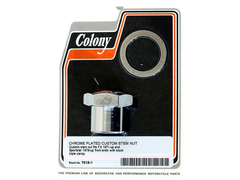 Colony Machine Stem Nut Chrome 7619-1 for FX 1971-Up & Sportster 1979-2021