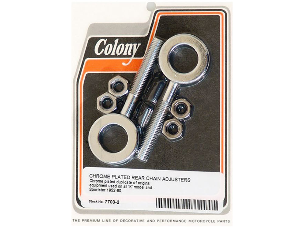Colony Machine Rear Axle Adjusting Kit Chrome 7703-2 for Sportster 1952-1980