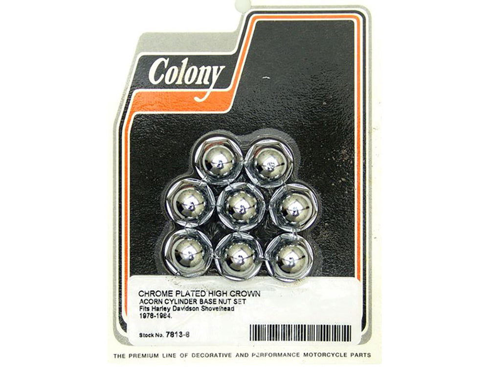Colony Machine Acorn Cylinder Base Nuts Chrome 7813-8 for Shovelhead 1978-1984
