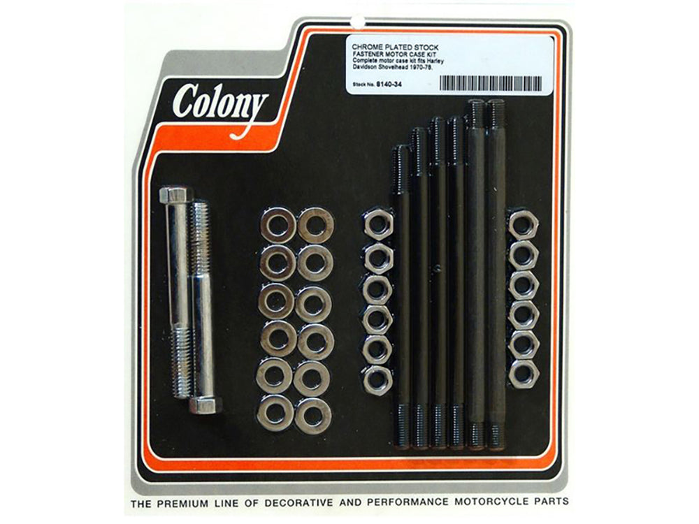 Colony Machine Stock Motor Case Stud Bolt Nut Kit Chrome 8140-34 for Shovel