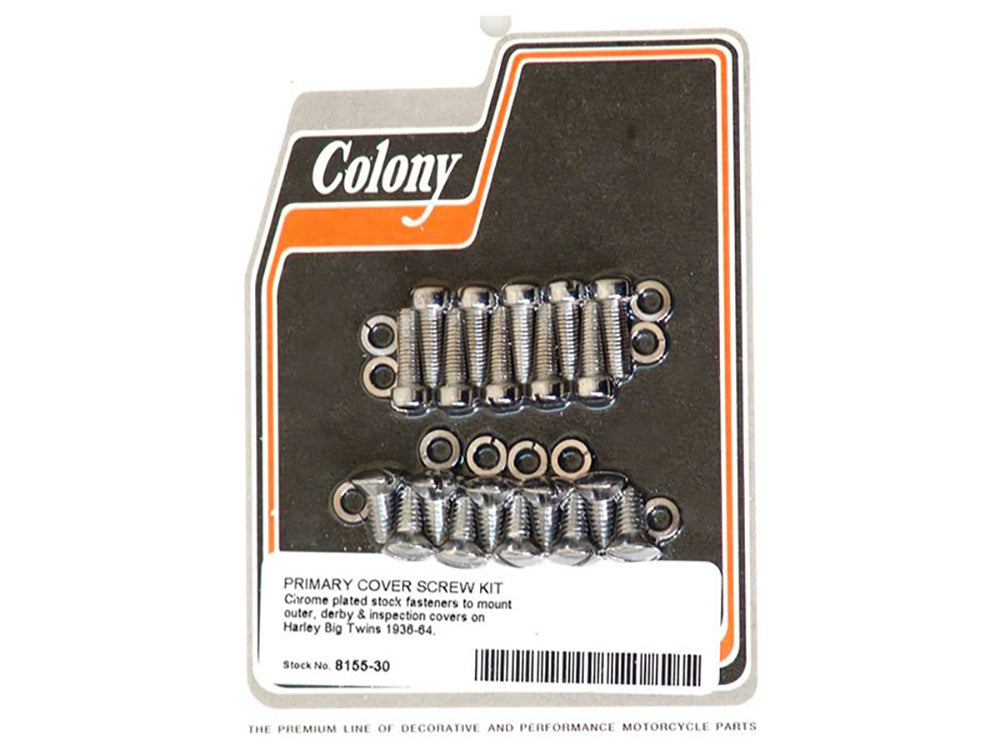 Colony Machine Primary Cover Bolts Chrome 8155-30 for Big Twin 1936-1964