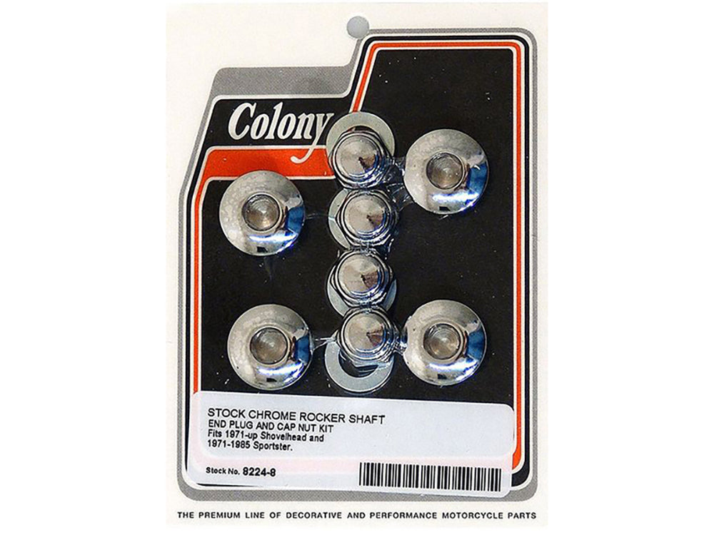 Colony Machine Rocker Shaft Plug & Nut Kit Chrome 8224-8 for Shovel 1971-1984