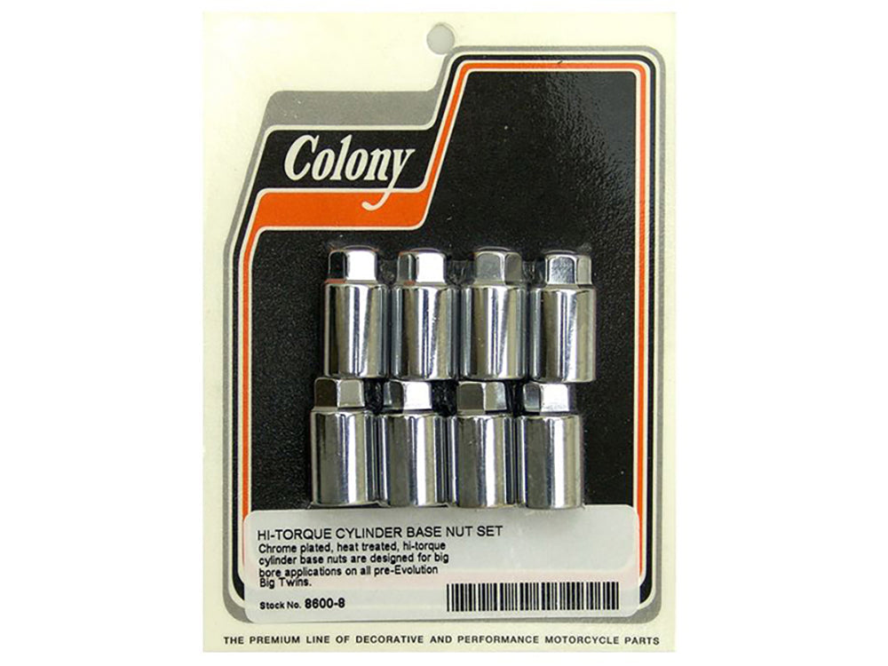 Colony Machine Hi-Torque Cylinder Base Nuts Chrome 8600-8 for Pan & Shovel 1948-1984