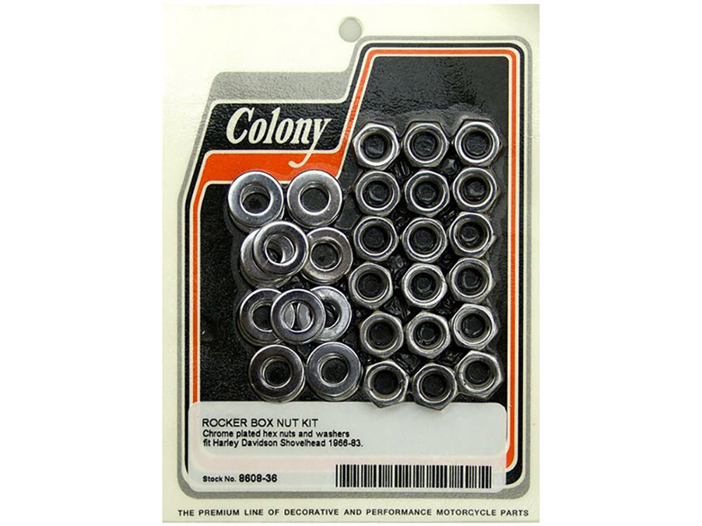 Colony Machine Hex Head Rocker Cover Nuts Chrome 8608-36 for Shovel 1966-1984