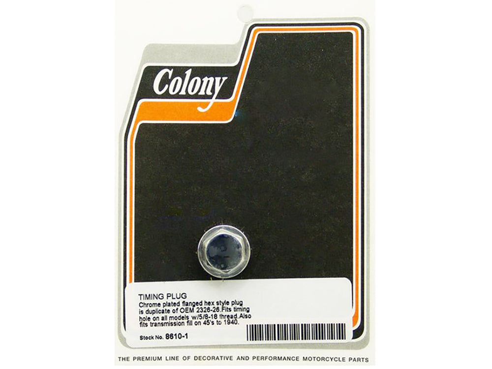 Colony Machine Timing / Oil Tank Plug Chrome 8610-1