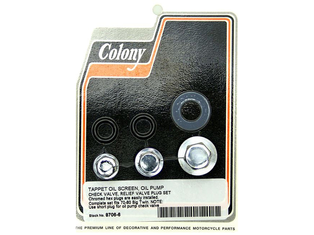 Colony Machine Oil Pump Check Relief Valve Kit Chrome 8706-6 for Big Twin 1970-1980