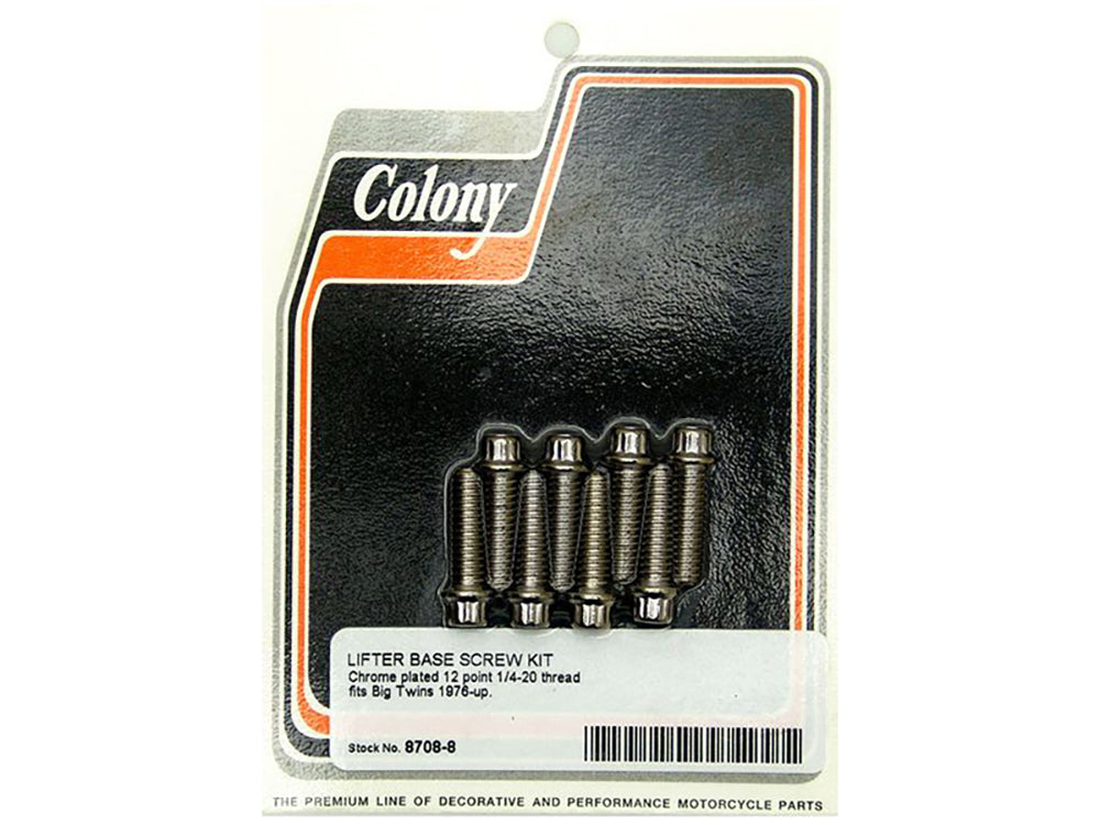 Colony Machine 12 Point Tappet Cover Bolts Chrome 8708-8 for Big Twin 1976-1999
