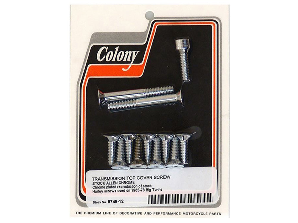 Colony Machine Transmission Top Cover Bolts Chrome 8748-12 for Big Twin 1965-1978
