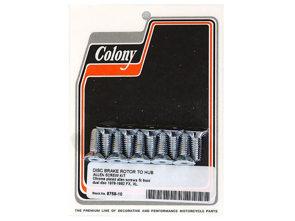 Colony Machine Front Disc Rotor Bolts Chrome 8758-10 for FX & Sportster 1978-1982