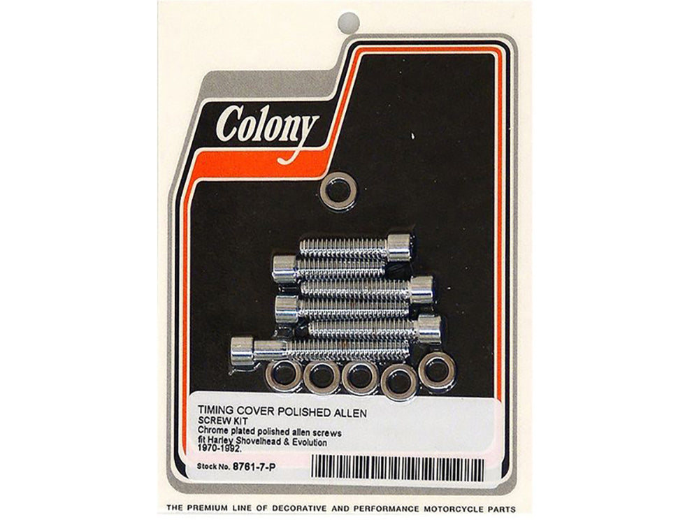 Colony Machine Polished Allen Head Cam Cover Bolts Chrome 8761-7-P
