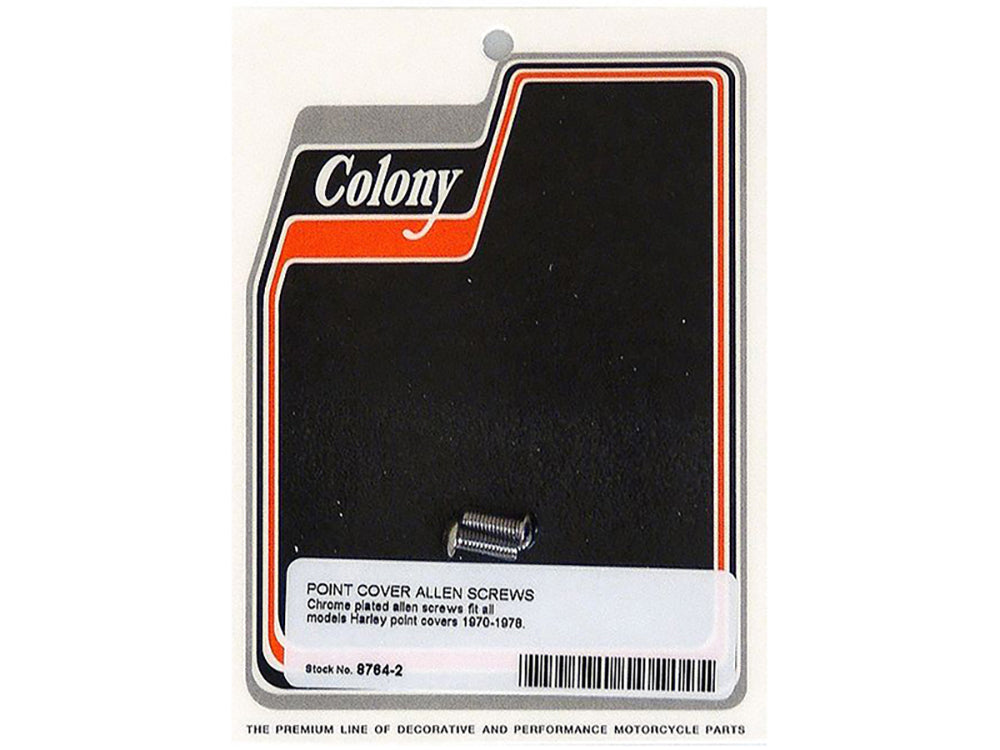 Colony Machine Points Cover Bolts Chrome 8764-2 for Big Twin 1970-1978