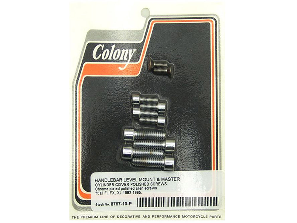 Colony Machine Handlebar Control Bolts Chrome 8767-10-P for Big Twin & Sportster