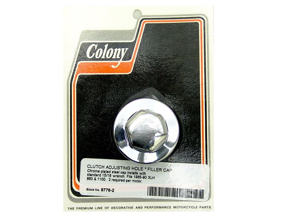 Colony Machine Primary Filler & Clutch Hole Caps Chrome 8776-2 for Sportster 1985-1990