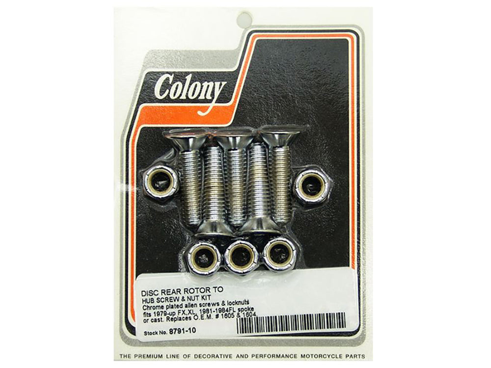 Colony Machine Rear Disc Rotor Bolts Chrome 8791-10 for FL FX & Sportster
