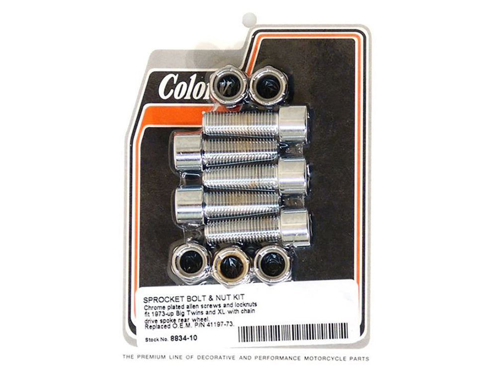 Colony Machine Rear Pulley Sprocket Bolts Chrome 8834-10 for Big Twin Sportster