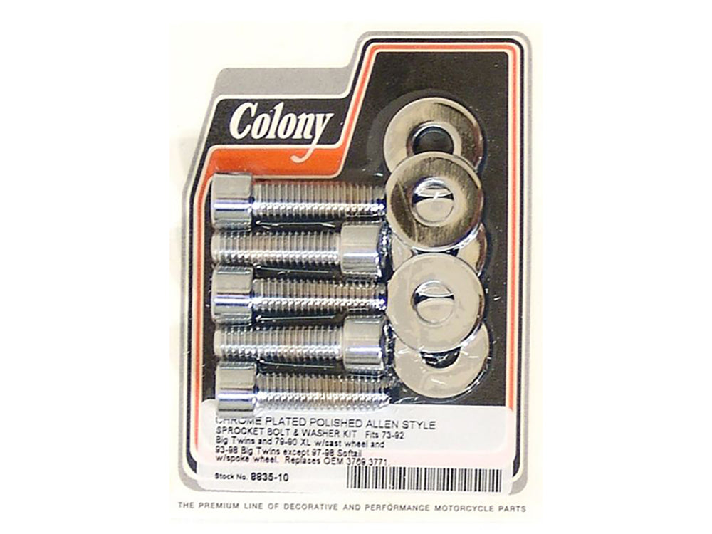 Colony Machine Rear Pulley or Sprocket Bolts Chrome 8835-10