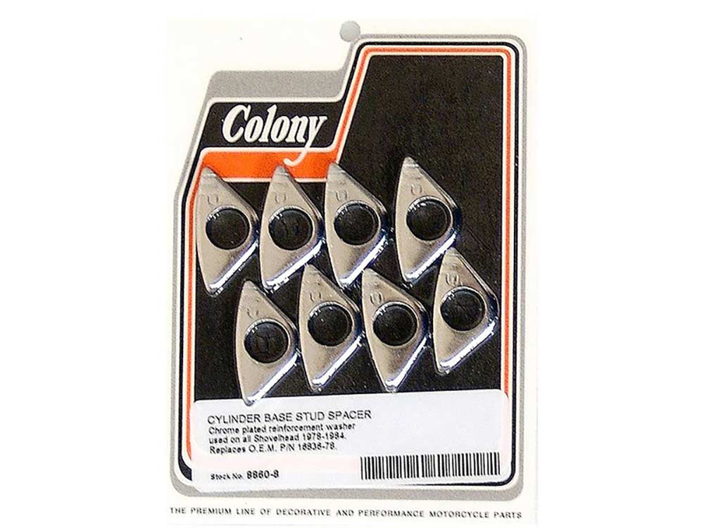 Colony Machine Cylinder Base Washers Chrome 8860-8 for Big Twin 1978-1984
