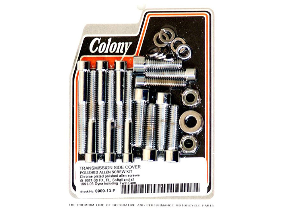 Colony Machine Transmission Side Cover Bolts Chrome 8909-13-P
