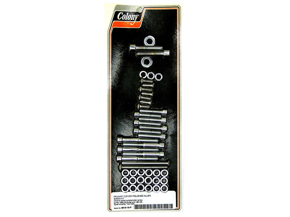 Colony Machine Allen Primary Cover Bolts Chrome 8919-19-P for Softail & Dyna