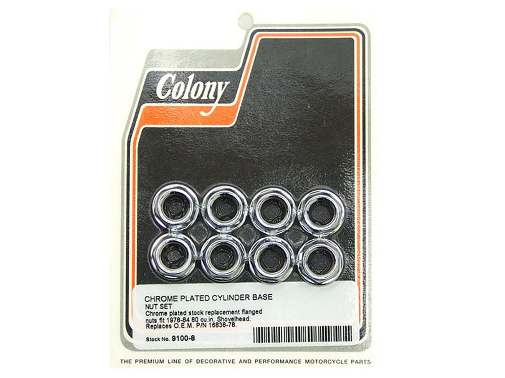Colony Machine Cylinder Base Nuts Chrome 9100-8 for Shovel 1978-1984