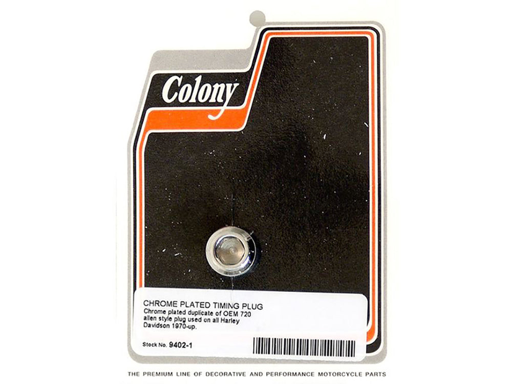 Colony Machine Allen Head Timing Plug Chrome 9402-1 for Big Twin 1970-1999