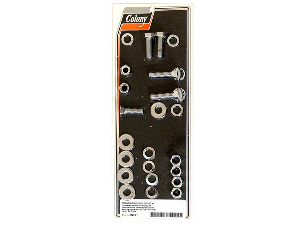 Colony Machine Transmission Mount Kit Chrome 9420-21 for Big Twin Late 1977-1986