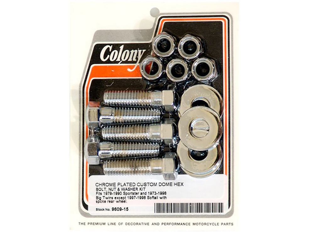 Colony Machine Rear Pulley Sprocket Bolts Chrome 9609-15 for Big Twin & Sportster