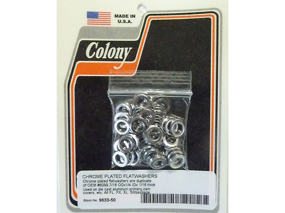 Colony Machine 1/4in. Flat Washers Chrome 9633-50