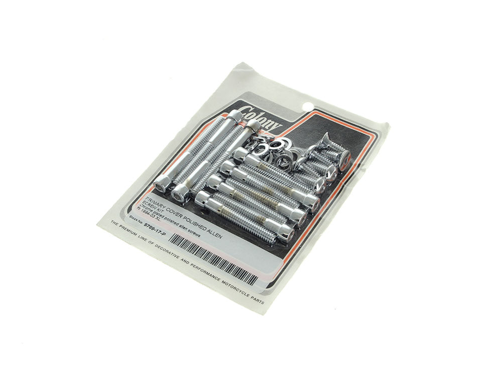 Colony Machine Primary Cover Bolts Chrome 9769-17-P for Sportster 1994-2003