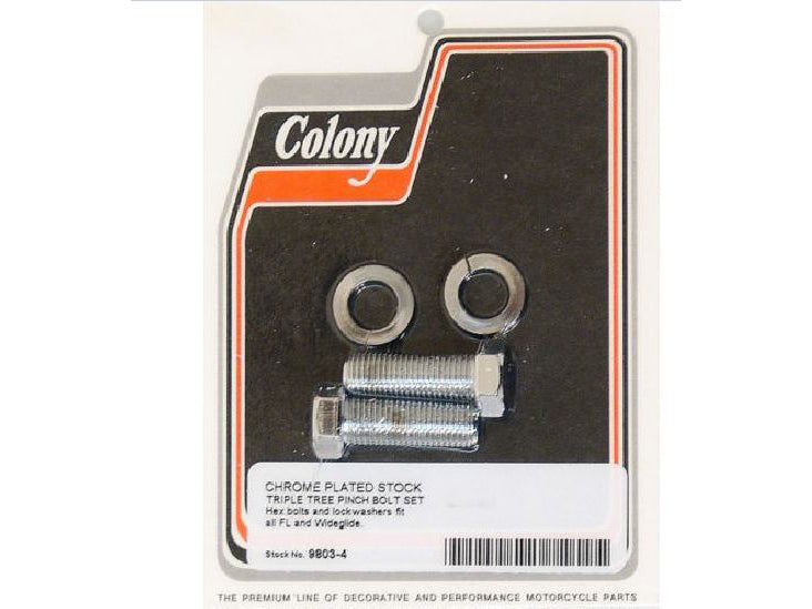 Colony Machine Lower Triple Tree Pinch Bolts Chrome 9803-4 for Wide Glide 1949-2017