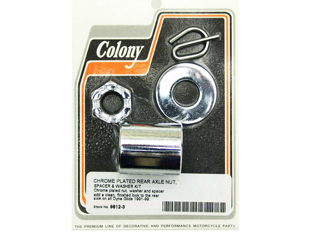 Colony Machine Rear Axle Spacer Kit Chrome 9812-3 for Dyna 1991-1999