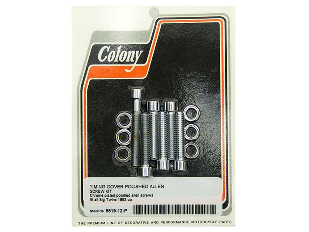 Colony Machine Polished Allen Head Cam Cover Bolts Chrome 9819-12-P for Big Twin 1993-1999