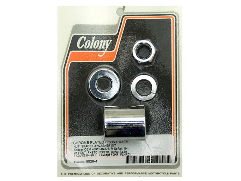 Colony Machine Front Axle Spacer Kit Chrome 9826-4 for FX Softail Dyna & Touring
