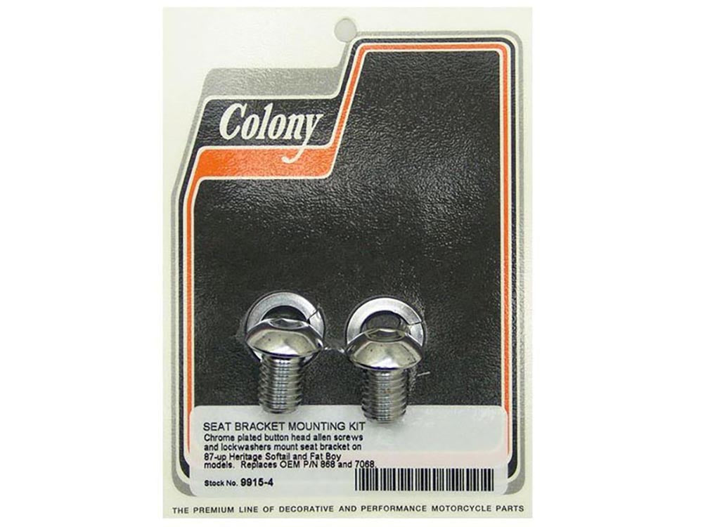 Colony Machine Seat Mount Bolts Chrome 9915-4 for Fat Boy & Heritage 1987-2017