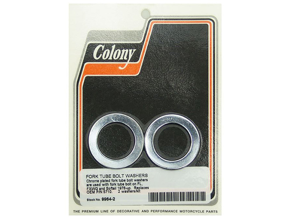 Colony Machine Fork Tube Bolt Washer Chrome 9964-2 for Big Twin 1978-2017