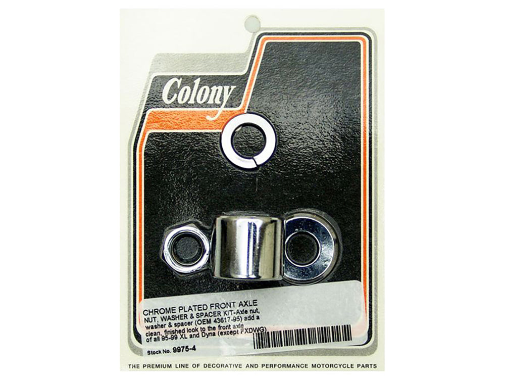 Colony Machine Front Axle Spacer Kit Chrome 9975-4 for Dyna & Sportster 1995-1999