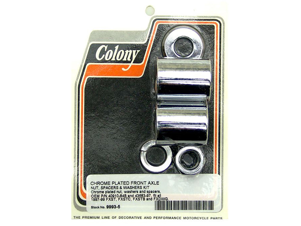 Colony Machine Front Axle Spacer Kit Chrome 9993-5 for FX Softail & Dyna Wide Glide 1997-1999