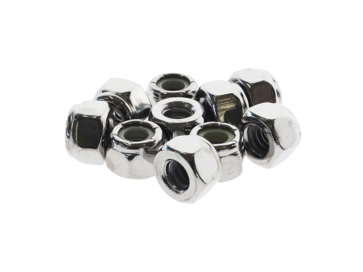 Colony Machine 1/4-20 Nylon Insert Locknuts Chrome NL-508