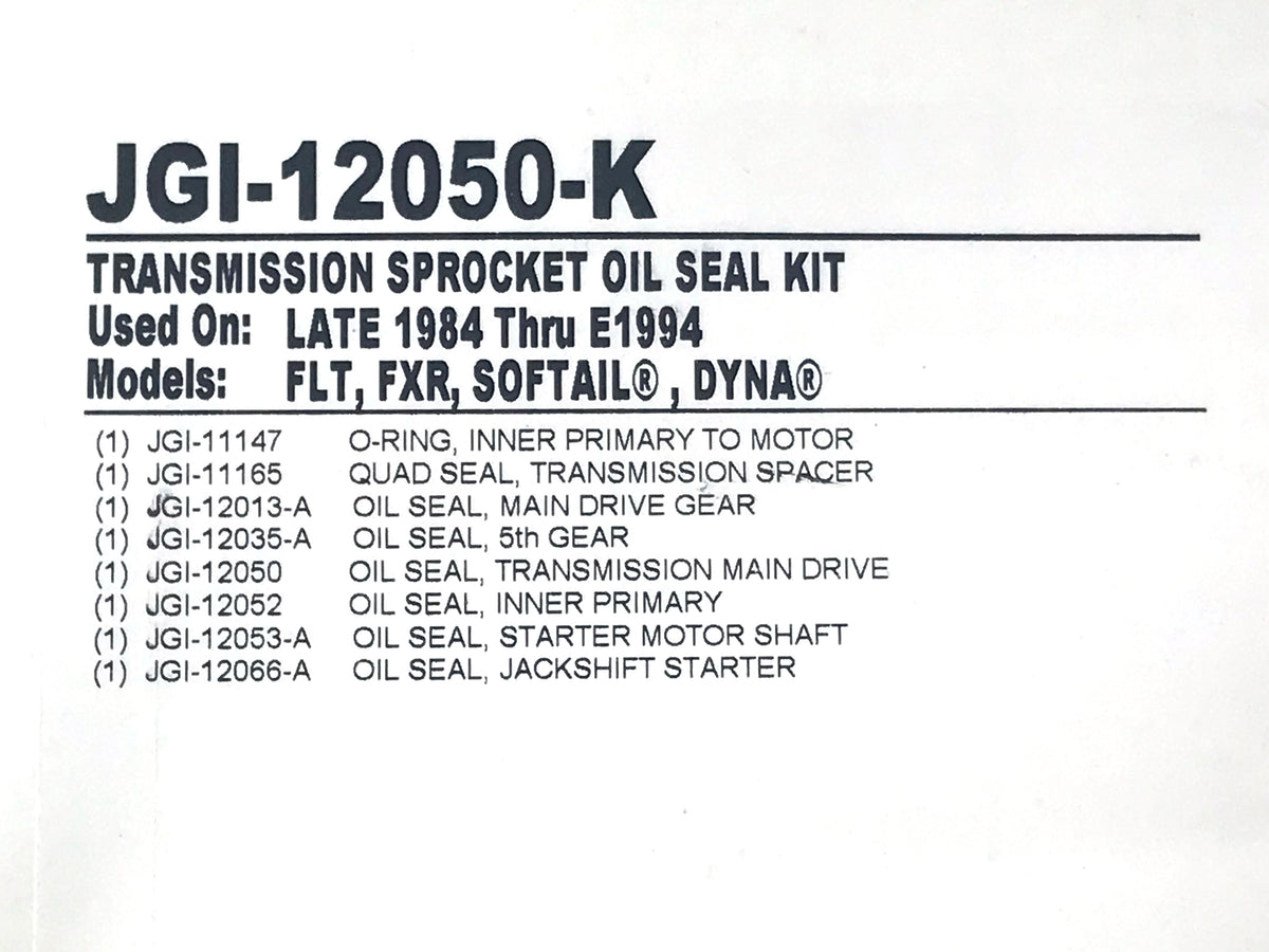 James Gaskets Inc Transmission Main Drive Seal Kit Big Twin 1984-1994 JGI-12050-K