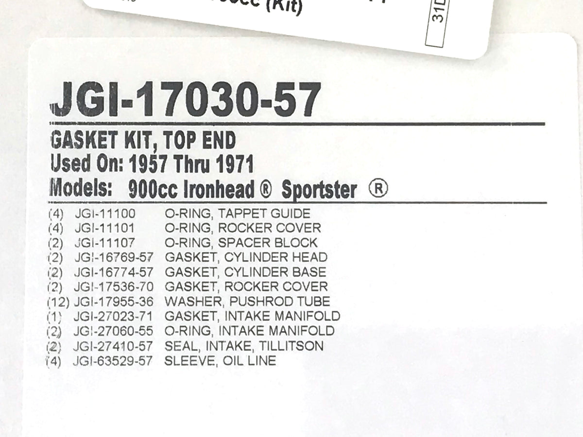 James Gaskets Inc Top End Gasket Kit Sportster 1957-1971 900cc JGI-17030-57