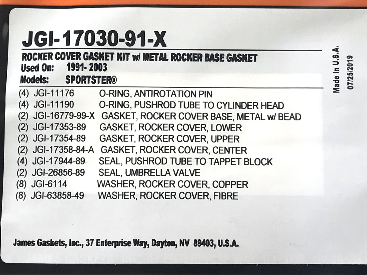 James Gaskets Inc Rocker Cover Gasket Kit Sportster 1991-2003